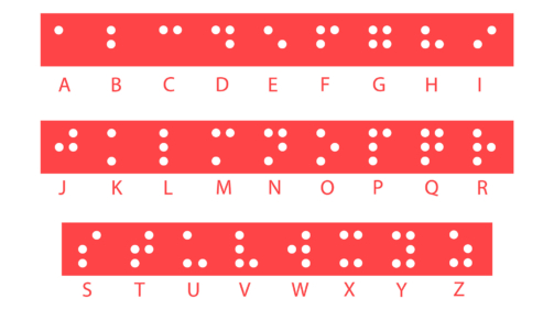 Braille alphabet letters, vector illustration. Tactile writing system used by people who are blind or visually impaired.
